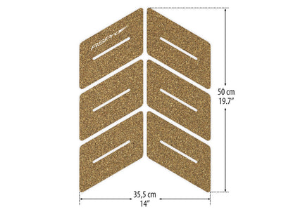 RSPro cork surfboard deck traction dimensions diagram - eco-friendly wax alternative.