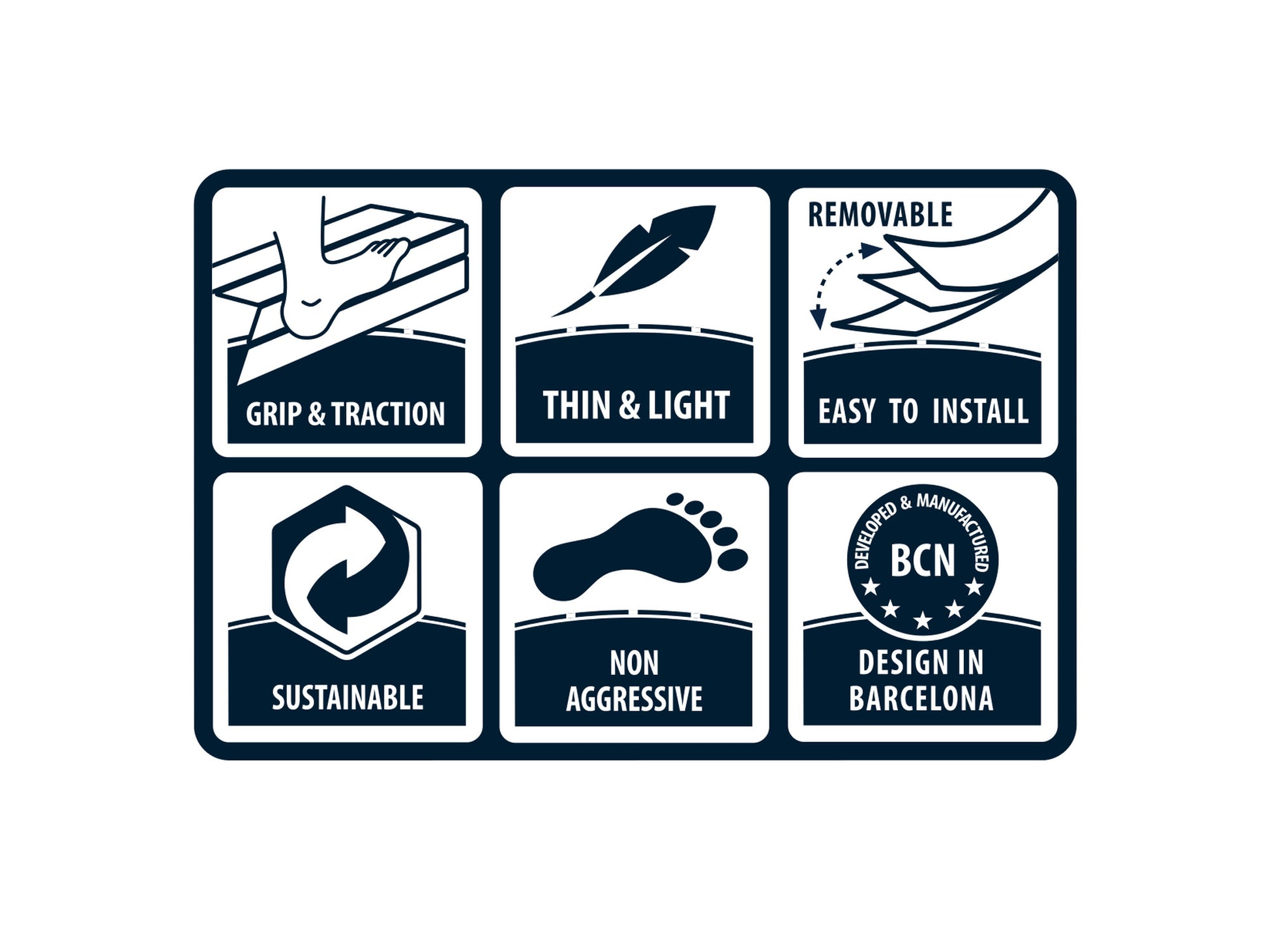 RSPro cork surfboard deck traction icons.