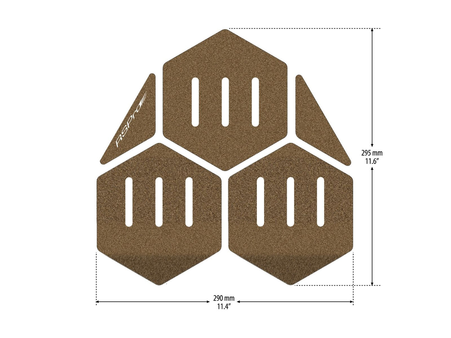 RSPro wid cork tail pad for surfboards - product dimensions.