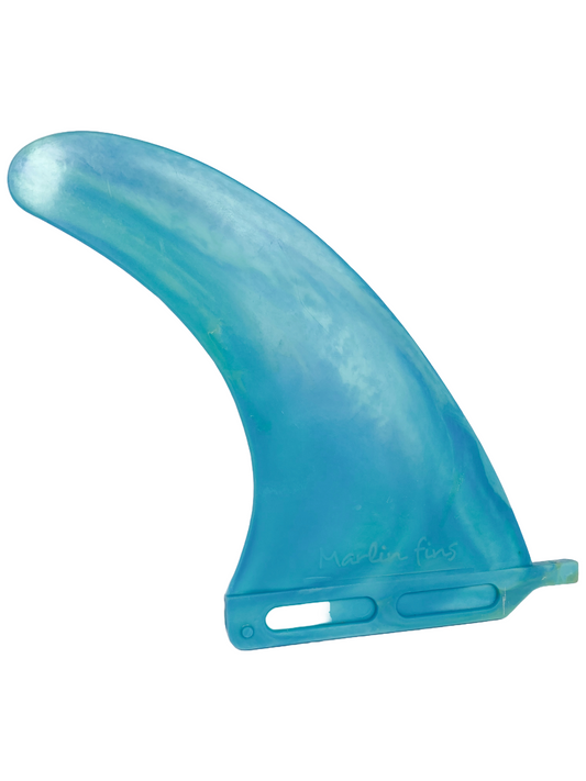 Surfboard fin for single fin setup 7 inch length for longboards and funboards. Colour blue